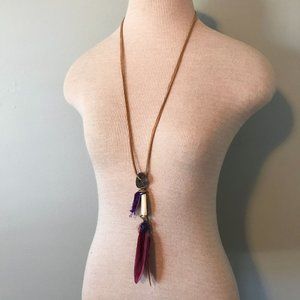 Bead & Feather Charm Necklace
